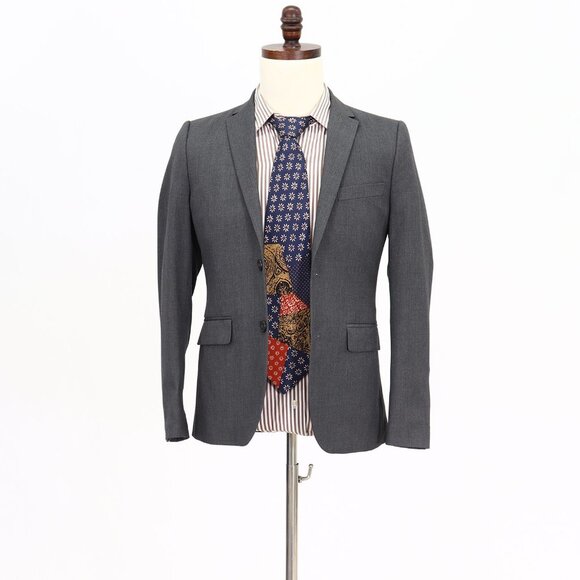 H&M 34R Gray Solid 2-Button Sport Coat Blazer Jacket B073 - Picture 1 of 11